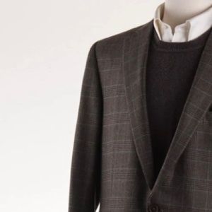 Ermenegildo Zegna Wool &Cashmere Plaid Grey/Blue/Black/Grn Sports Jacket Sz 46L
